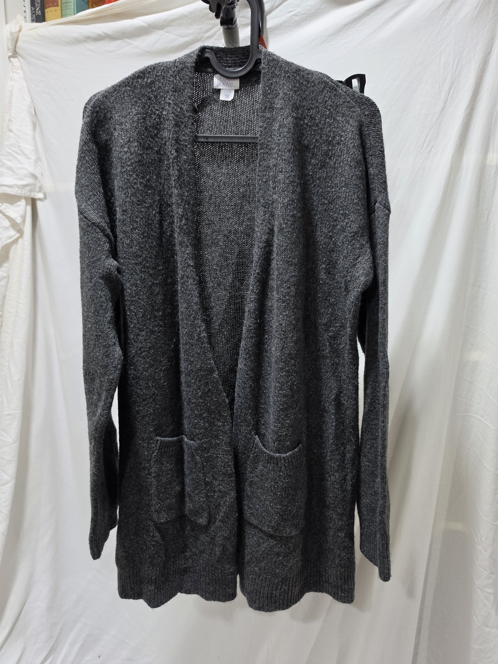 stars above Charcoal Open-Front Pocket Cardigan